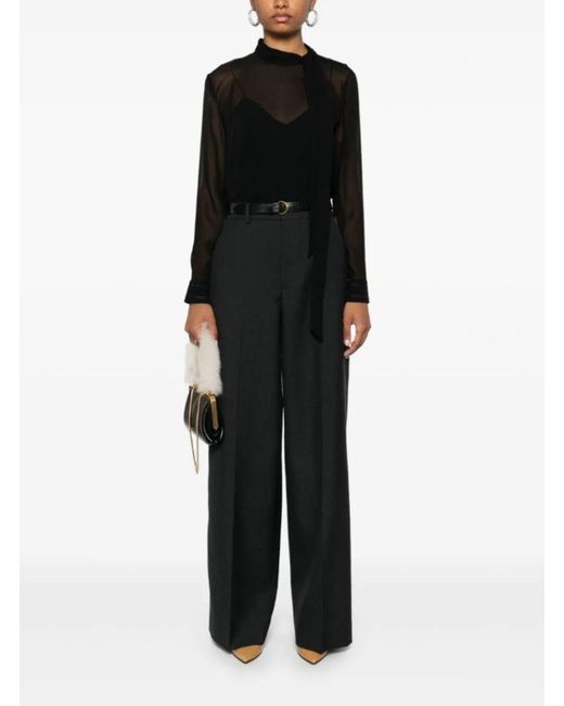 Gucci Blue Pants With Logo Lettering Detail On The Waist