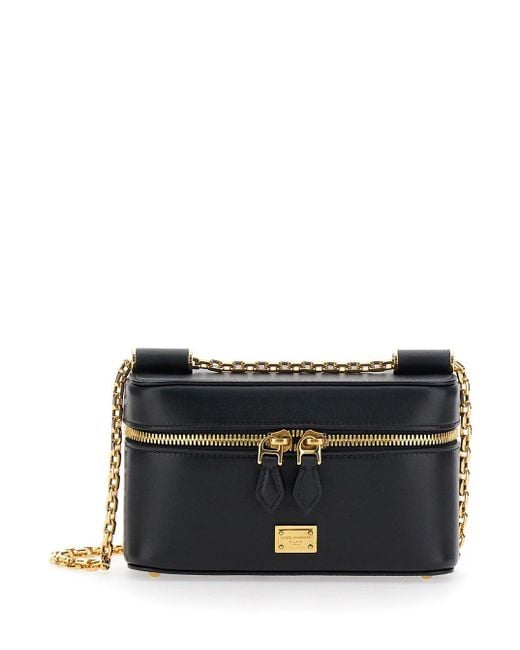 Borsa A Tracolla 'Sicily Cube' Con Placca Logo Sul Fro di Dolce & Gabbana in Black