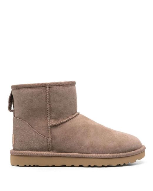 Ugg Brown Beige Ankle Boots In Reverse Mutton With Treadlite Flat Sole By Tm