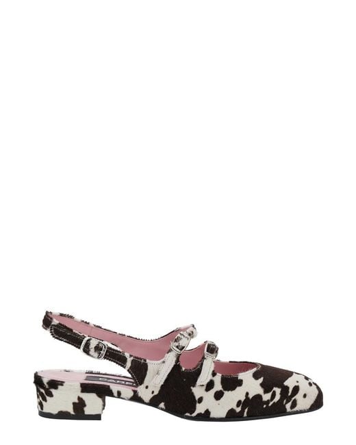 CAREL PARIS White 'Peche' Slingback Ballet Shoes With Buckle Strap Clos