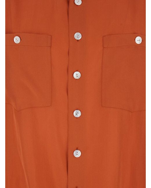 Saint Laurent Orange Long-Sleeved Shirt With Classic Collar for men