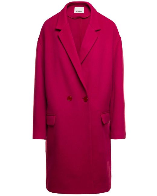 Cappotto doppiopetto oversize in misto lana di Isabel Marant in Red