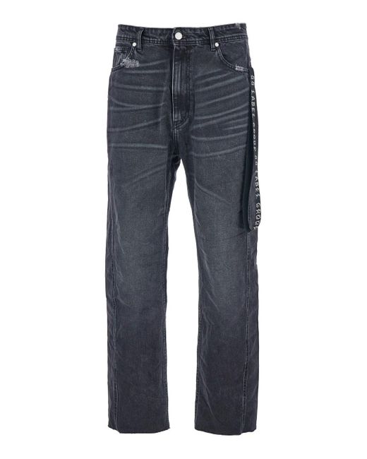 44 Label Group Blue Jeans With Logo Patch On The Rear And Side Strap for men