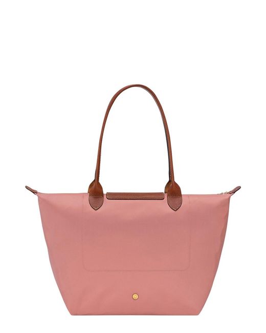 Longchamp Pink 'Le Pliage Original' Tote Bag With Embossed Logo