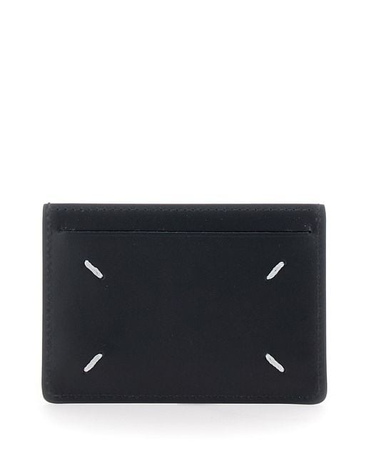 Maison Margiela Black Card Holder With Four Rear Stitchings