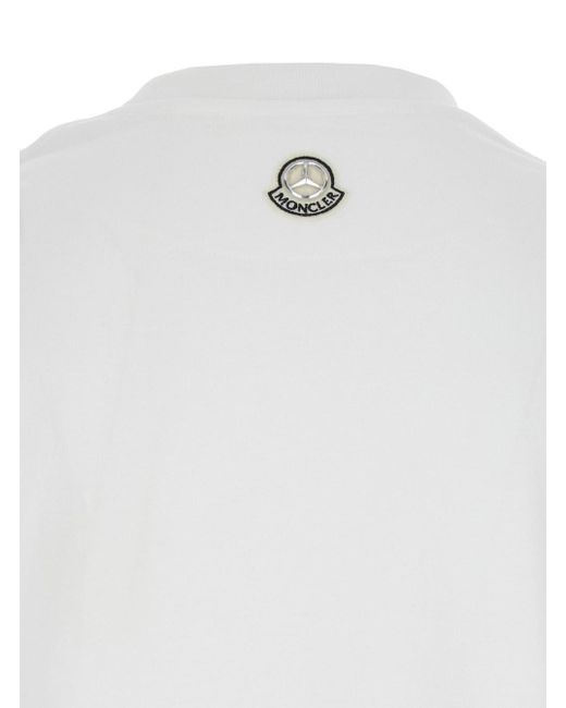Moncler Genius Blue Crewneck T-Shirt With Logoed Motif And Car Print for men