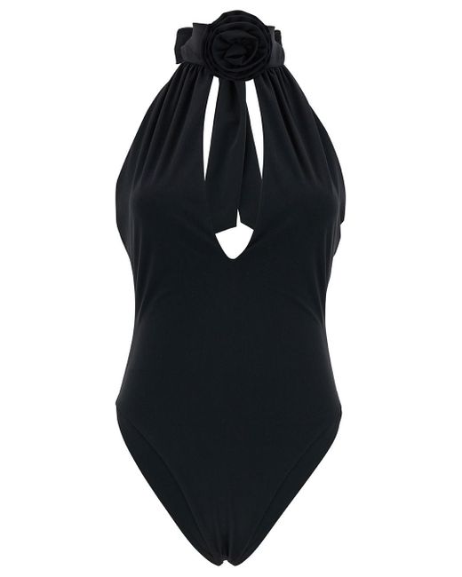 Magda Butrym Blue One-Piece Swimsuit With Rose Application