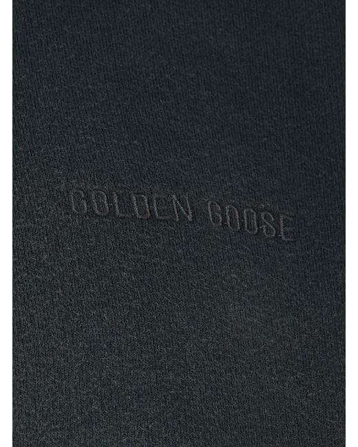 Golden Goose Deluxe Brand Black Crew Neck Sweatshirt With Logo Lettering On The Front And Lightened Effect for men