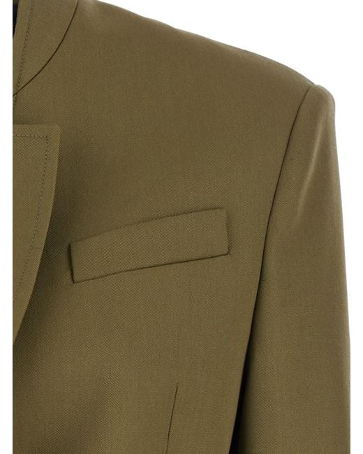 The Attico Green Solid Mandarin Collar Blazer