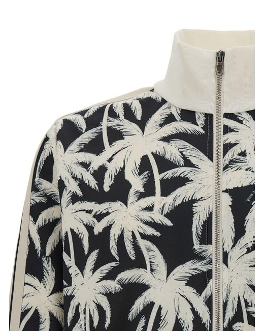 Palm Angels Black And Sweatshirt With All-Over Palm Print for men
