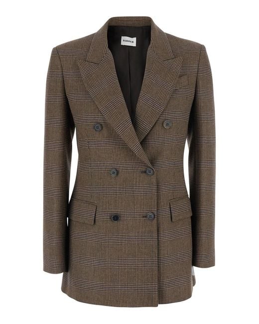 P.A.R.O.S.H. Brown P.A.R.O..H. Double-Breasted Viscose And Wool Blazer For