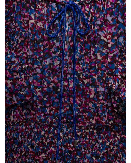 Mini abito con fantasia a fiori all-over in viscosa di Isabel Marant in Blue