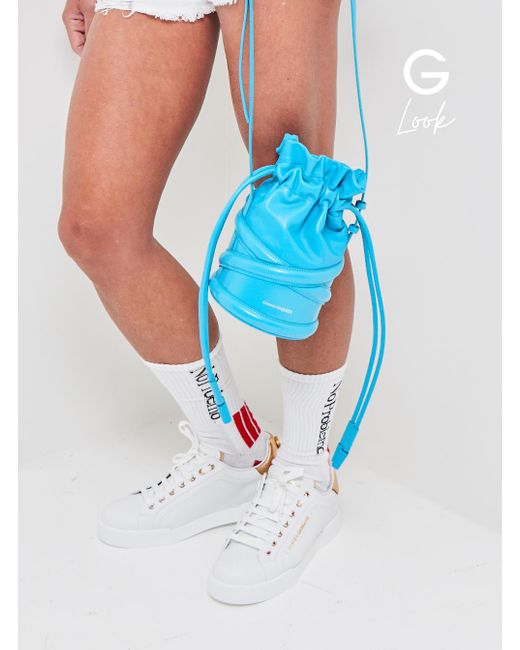 Dolce & Gabbana White Portofino Leather Sneakers With Metallic Inserts
