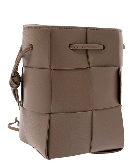 Bottega 'mini Cassette' Crossbody Bucket Bag In Intreccio Nappa
