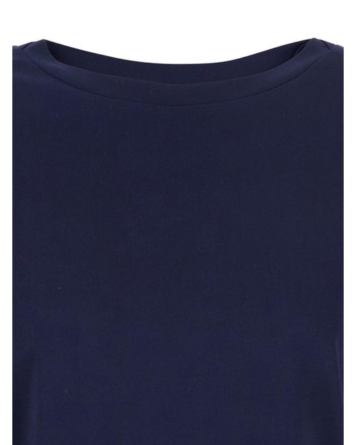 Plain Blue T-Shirt With Round Neck And Three-Quarter Sleeves