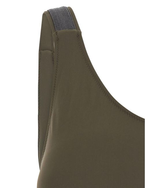 Brunello Cucinelli Green One-Piece Swimsuit Monil Straps