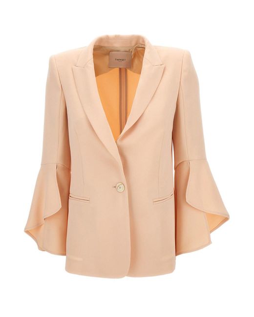 Twin Set Natural Blazer With Wide Sleeves