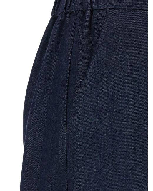 Le Plain Blue Pants With Semi-Elasticated Waist