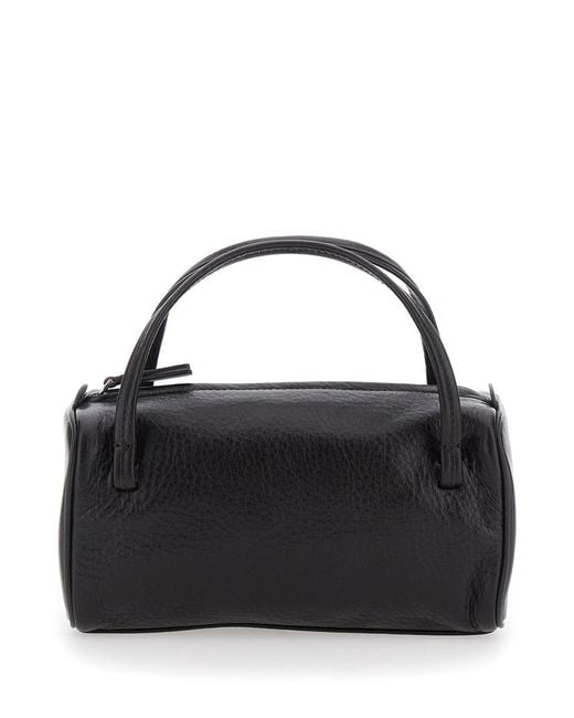 NOTHING WRITTEN Black Handbag With Leather Handles And Zip Closure