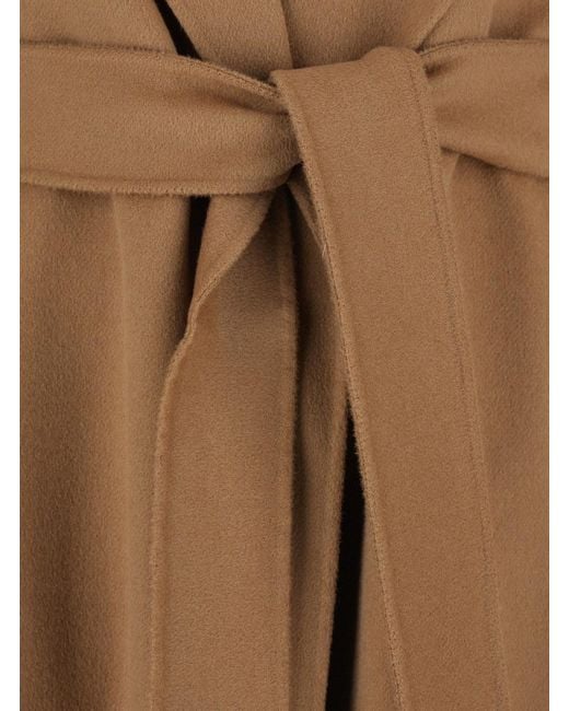 Max Mara Natural 'Cles' Coat With Notched Collar And Adjustable Be