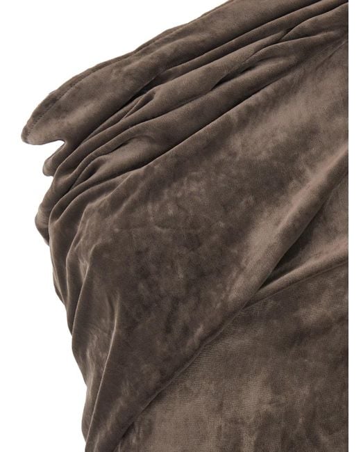 Rick Owens Brown 'Athena Arrowhead' Asymmetric Long Dress With Ruched Neckline And Side Single Slit