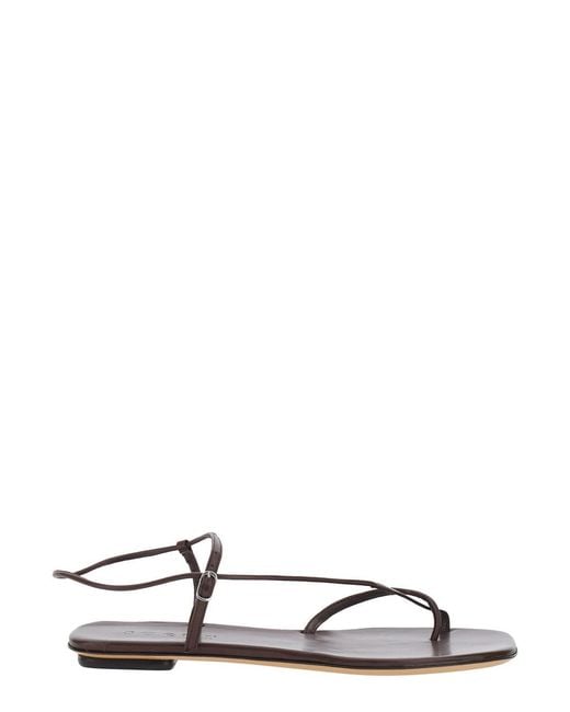 Soeur White Leather Sandals With Logo Imprinted On Insole For