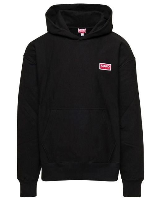 Felpa Con Cappuccio E Stampa Logo Sul Fronte E Retro di KENZO in Black da Uomo