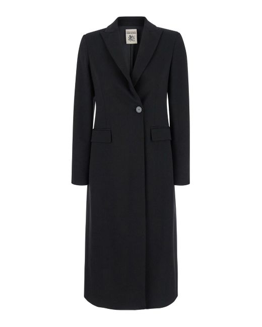 Semicouture Black Double-Breasted Coat With Peak Revers