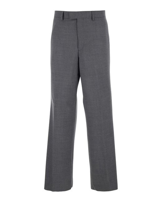 Emporio Armani Gray Tailored Trousers With Back Welt Pocket for men