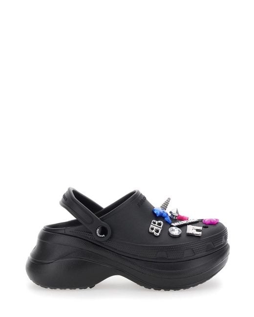Mule 'Jibbitz X Crocs' Con Placca Logo E Applicazioni di Balenciaga in Blue