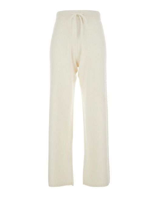 SOLOCASCMIR White Pants With Elastic Drawstring Waist