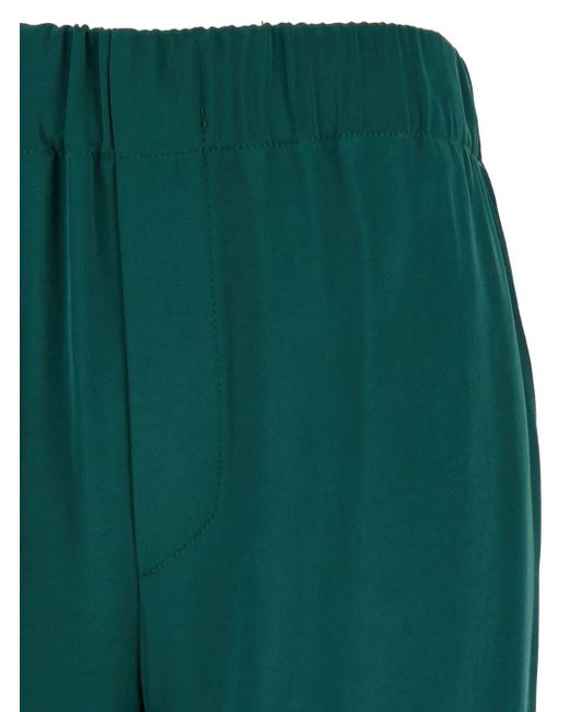 Plain Green Relaxed Pants With Elastic Waistband