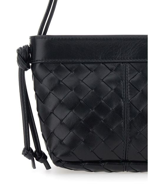 Bottega Veneta Black “Flip Flap Small” Mini Bag With Intreccio Design