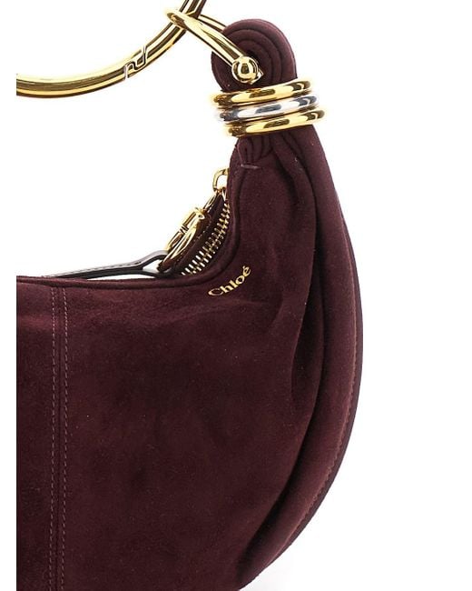 Borsa A Mano 'Bracelet Piccola' Con Manico Ad Anello E Logo Lett di Chloé in Brown
