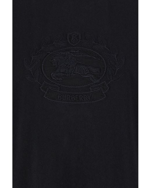 Burberry Black Boxy T-Shiirt With Tonal Equestrian Knight Embroidery for men