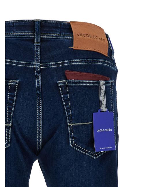 Jacob Cohen Low Waist Blue Slim Jeans In Cotton Blend Man for men