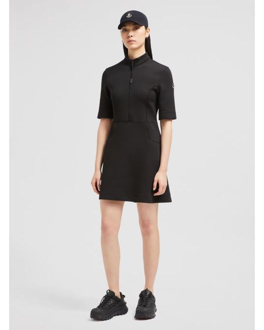 Moncler Black Dress With Logo Patch Applied On The Sleeve