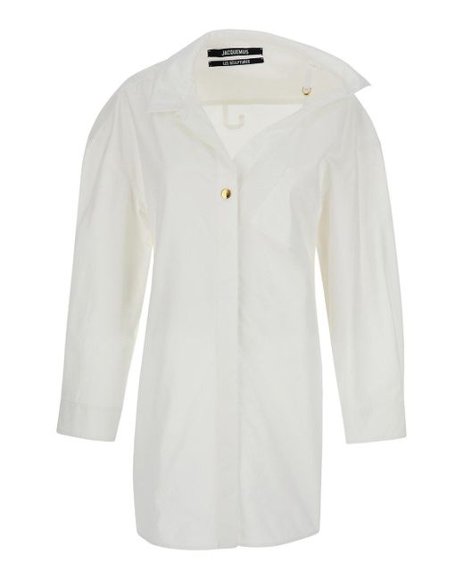 Jacquemus White 'La Mini Robe Chemise' Shirt Dress