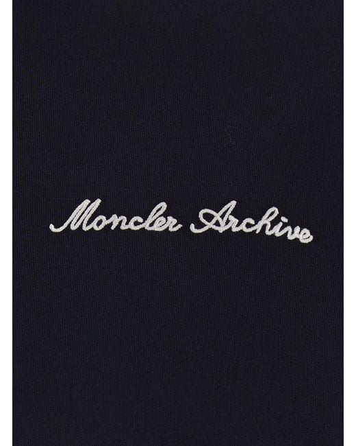 Moncler Blue T-Shirt With Embroidered Logo On The Front And Logo Patch for men