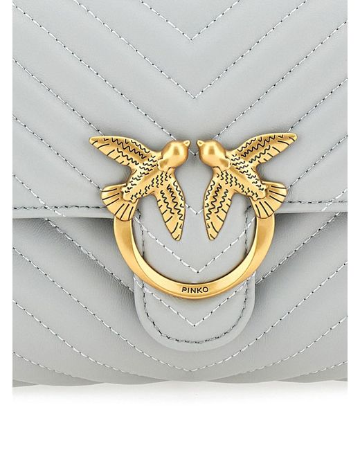 Pinko Gray Shoulder Bag With Adjustable And Removable Strap And Love Birds