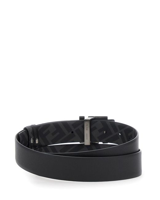 Fendi Black Reversible Belt With Ff Buckle for men