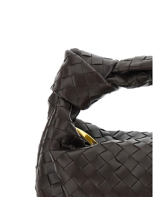 Bottega Veneta Black Shoulder Bag 'Jodie' Small With Knot Detail And Intreccio Motif