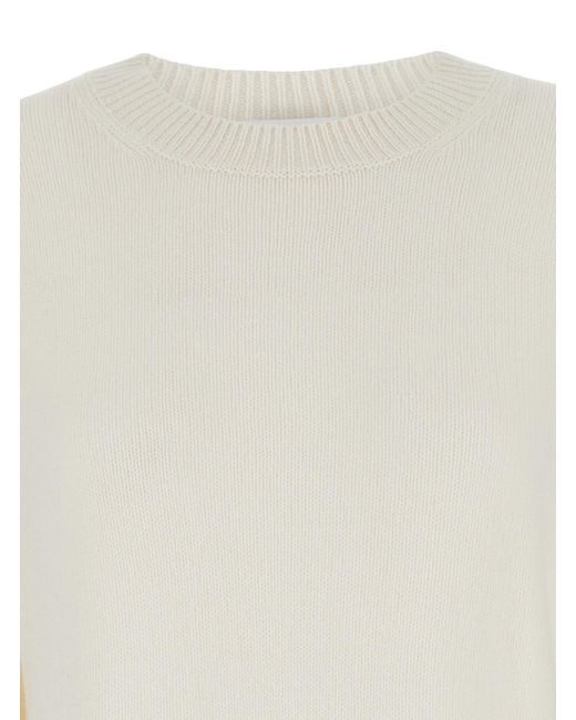 Allude White Relaxed Crewneck Sweater
