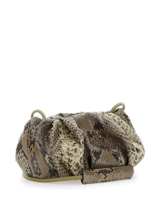Biaggini Gray Pillow Is A Clutch With Python Details And Multicolored Color