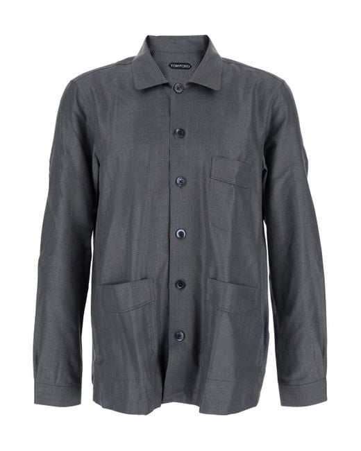 Tom Ford Gray Shirt With Chest Pocket for men