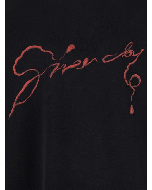 Givenchy Black Crewneck T-Shirt With Logo Lettering On The Front And Maxi Logo Print On The Rear for men