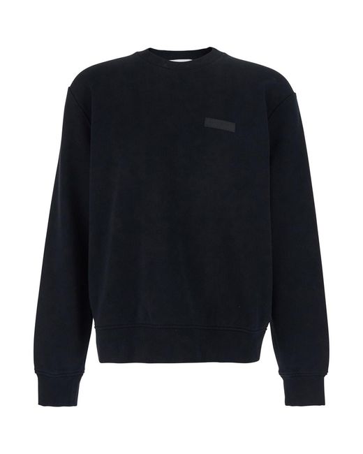 Givenchy Blue Crewneck Sweatshirt With Logo Patch On The Front for men