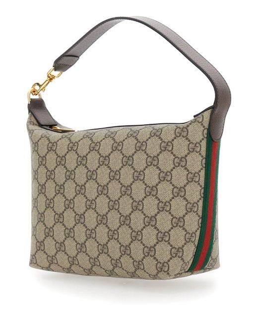 Gucci Multicolor 'Ophidia Mini' Shoulder Bag With All-Over Gg Motif And Web Detail On The Sides