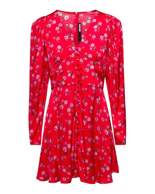 ROTATE BIRGER CHRISTENSEN Red Mini Dress With Floral Print