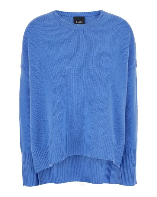 Le Plain Blue Oversized Crewneck Sweater